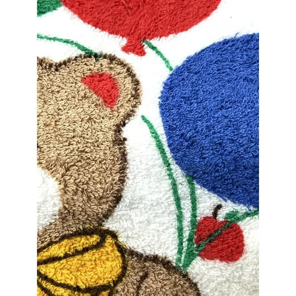 Vintage Childrens Kids Bath Towel Set Balloons Bear Apples Bathroom NWT 3pcs